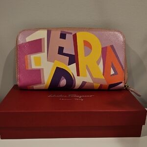 Salvatore Ferragamo Pink and Yellow Graphic Wallet
